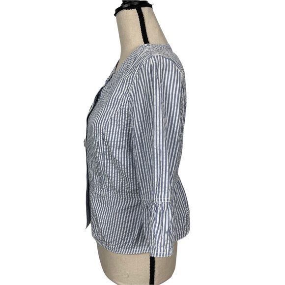 Sandro Sportswear Seersucker Striped Button Front Lightweight Jacket Size MP - Picture 5 of 7